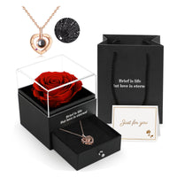 17 x RAW Customer Returns ADAZ Eternal Real Rose with I Love You Necklace, Preserved Rose Flowers Jewelry Gift Box for Valentine s Day Mother s Day Wedding Anniversary Birthday Gift for Her Women Girlfriend Wife - RRP €404.6