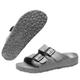 1 x RAW Customer Returns JOMIX Lightweight Summer Sandals Flat Mules Bathing Shoes Men Slides Bath Slippers Black, 43 EU, SU2232  - RRP €60.0