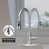 6 x Brand New Kitchen tap with stainless steel hand shower, pull out 360 rotatable, with 60 cm hot and cold hose, high pressure disposable, silver color - RRP €241.98