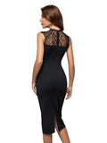 1 x RAW Customer Returns GORGLITTER Figure-hugging dress women s elegant lace dress long dress with slit tank dress midi black L - RRP €31.25