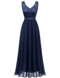 1 x RAW Customer Returns Gardenwed Elegant Long Wedding Evening Dress Women s Formal Dress Cocktail Communion Ball Gown V-Neck Sleeveless Navy M - RRP €59.48