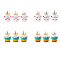 1 x Brand New Cupcake Topper Wrapper,Unicorn Cupcake Toppers 24 Pack Cupcake Wraps Liner Baking Cup Party Supplies Cake Decorations - RRP €20.4