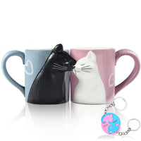 1 x RAW Customer Returns Cat mugs coffee cups wedding gift coffee mug set for Valentine s Day, wedding, anniversary, Christmas, married couple and friends wife perfect for coffee, tea and water - RRP €24.86