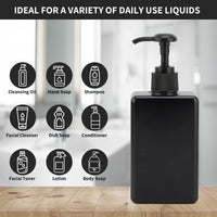 1 x RAW Customer Returns Segus Soap Dispenser with Separate Label Sticker, 3 Pack Square Small Pump Bottle for Bathroom Organizer, Travel Portability Refill for Shampoo, Body Milk, Cleansing Oil, 280ml, Black - RRP €18.4