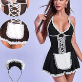 1 x Brand New HOTSO Maid Cosplay Costume, French Maid Dress Outfit Women French Lace Maid Lingerie with Headband Apron Clothes Fancy Dress Performance Wear Girls Naughty Apron - RRP €19.2