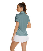 1 x RAW Customer Returns igeekwell polo shirt women s short sleeve golf t-shirts outdoor sports leisure shirt tennis summer polo shirt sage green M - RRP €22.98