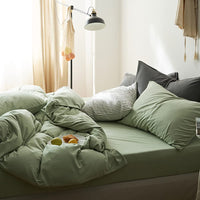 1 x RAW Customer Returns AShanlan Bedding Set 140x200 cm Sage Green Plain Duvet Cover with Pillowcase 70x90 cm 100 Soft and Comfortable Microfiber 2 Pieces Light Green Bedding with Zipper for Single Bed - RRP €26.99