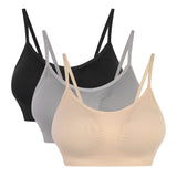 1 x RAW Customer Returns Vertvie Women s Stretch Thin Without Underwire Push Up Yoga Sports Bra Top Set for Fitness Training Padding Pack of 2 3 Size L Label XL, Black Skin Light Grey  - RRP €26.77