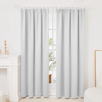 1 x RAW Customer Returns Deconovo blackout curtains with ruffle tape, thermal curtains, dining room window curtain, 290 x 140 cm height x width , silver grey, set of 2 - RRP €45.07