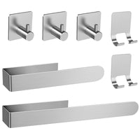 1 x RAW Customer Returns AIKER Bathroom Towel Holder, Accessory Set, 7PCS Adhesive, High Quality Thickened 304 Stainless Steel for Furniture or Wall Decor - RRP €23.59