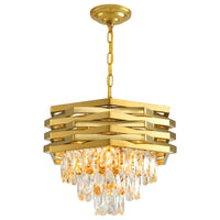 1 x RAW Customer Returns ZenithBeam Modern Crystal Pendant Light Gold 40 cm Round Pendant Lights K9 3-Tier Hanging Lamp, Large Flush Mount Chandelier for Living Room, Entryway, Foyer, Bedroom, Kitchen - RRP €169.99