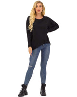 1 x RAW Customer Returns ZANZEA Women Loose Asymmetric Jumper Sweatshirt Pullover Blouse Tops Oversize Tops Black L - RRP €26.21