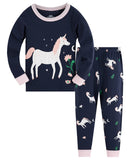 3 x Brand New TEDD Girls Pajamas Cotton Cute Unicorn Long Sleeve Two Piece Pajamas Set Children Nightwear Winter Christmas Pajamas Size 3-4 Years - RRP €82.8