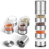 2 x RAW Customer Returns Mini Spice Jars Set with Lid, DASKING 4-in-1 Camping Spice Organizer with Spice Grinder, Manual Grinding, Stainless Steel Portable Spice Jars for Outdoor Picnic, BBQ, Travel -Spice Jars Spice Shaker - RRP €46.36