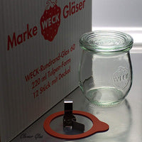 1 x RAW Customer Returns Weck RR60 Glass Jars, Pack of 12, 220 ml, in Cardboard Box with Accessories - RRP €25.51