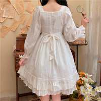 1 x RAW Customer Returns Himifashion Lolita Dress Teenager Girls Lace Ruffles Princess Dresses Japanese Long Sleeve Dress, White, S, HM-681  - RRP €27.22