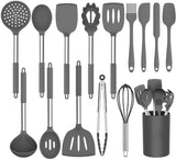 1 x Brand New 10 Pieces Silicone Kitchen Utensils, WisFox Cookware Pieces Silicone Utensils Kitchen Utensils Set, Non-Stick Kitchen Baking Tools 10 Sets 10 S Hooks - RRP €18.37