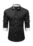 1 x RAW Customer Returns Meilicloth Men s Shirt Elegant Long Sleeve Slim Fit Viscose Classic Shirts Ceremony CasualBlackL - RRP €34.99