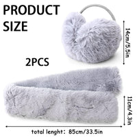 10 x Brand New Plush Earmuffs Fur Scarf Earmuffs for Women Adjustable Warm Plush Scarf Gray Warm Plush Earmuffs Winter Plush Neck Scarf Gift Home Outdoor - RRP €240.0