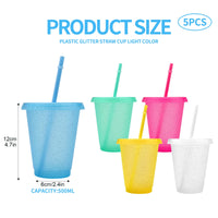 1 x Brand New TSLBW Colorful Plastic Cups 5 PCS Plastic Cups Reusable with Lid Straws, Colorful, Shatterproof, Party Cups, Drinking Cups, Party Tableware, Camping Tableware, Children - RRP €15.12