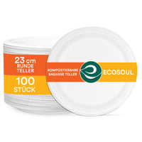 Brand New Pallet - ECO SOUL Pearl White Round 23cm, ECO SOUL 100 compostable 15 cm, round  80 Items - RRP €1828.2