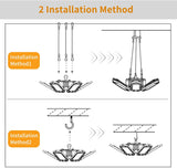 1 x RAW Customer Returns LED garage lights, 185W linkable workshop lamp with plug, 18500LM super bright hanging workshop ceiling light, 6500K workshop light with 6 adjustable panels garage light for carport - RRP €49.4