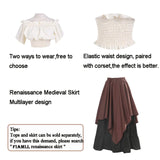 1 x RAW Customer Returns Fiamll Renaissance Dress Women Medieval Dress Medieval Costume Women Trumpet Sleeve Victorian Dresses Brown S Shirt and Skirt  - RRP €60.49