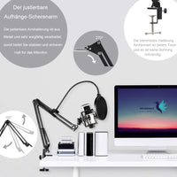 1 x RAW Customer Returns Harsso Professional Condenser Microphone Kit, 192KHz 24Bit PC USB Microphone Set, Laptop Mic with Microphone Stand Shock Absorber Holder Pop Filter for Broadcasting, Recording, YouTube, Podcast - RRP €44.39