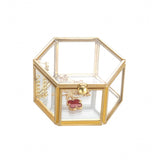 1 x RAW Customer Returns Feyarl ring box ring box glass jewelry boxes geometric storage rings earrings necklaces for living room wedding Mother s Day gift decorative box 8 x 7 x 4.5 cm gold  - RRP €14.99