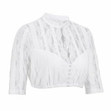 1 x RAW Customer Returns  Women s Dirndl Blouse White Elegant and Beautiful 34-44 Dirndl Blouse with Lace Long Sleeve Traditional Blouse for Oktoberfest, White, 42 - RRP €33.26