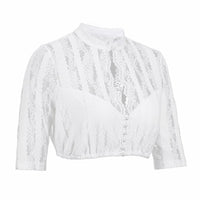 1 x RAW Customer Returns  Women s Dirndl Blouse White Elegant and Beautiful 34-44 Dirndl Blouse with Lace Long Sleeve Traditional Blouse for Oktoberfest, White, 44 - RRP €34.27