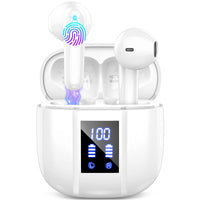 1 x RAW Customer Returns Bluetooth Headphones, Headphones Wireless Bluetooth 5.3, In Ear Headphones Bluetooth, IP7 Waterproof Wireless Headphones with Microphone, 48H Immersive Deep Bass Earbud, Digital LED Display Earbuds White - RRP €32.99