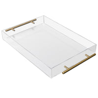 1 x RAW Customer Returns Kurtzy Clear Acrylic Tray Serving Tray Plastic with Golden Handles - L46 x W27.5 cm - Large Decorative Tray Rectangular Leak-Proof - Tea Coffee, Drinks, Breakfast Food Tray - RRP €22.37