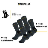 1 x RAW Customer Returns Caterpillar 6 Pairs Mid Calf Work Socks - Safety Shoes - Reinforced Heel Tip - in Cotton Sponge 43-46, 6 Gray Pairs  - RRP €19.8