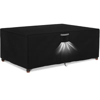 1 x RAW Customer Returns Dokon Garden Furniture Covers with Air Plugs, Table Cover, Waterproof, Windproof, UV Fabric, 600D Oxford Fabric, Heavy Duty Outdoor Cover, Rectangle 242 x 162 x 100 cm - Black - RRP €26.4