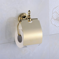 1 x RAW Customer Returns CASEWIND toilet roll holder gold, toilet paper holder wall mounting, wall toilet paper holder with lid brass for drilling - RRP €28.22