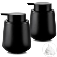 1 x RAW Customer Returns MIUSITE Soap Dispenser Black, 350ml Soap Dispenser Ceramic with Foam Pump Head, Stylish Foam Soap Dispenser, Modern Refillable Foam Soap Dispenser Set for Kitchen, Bathroom 2 Pieces - RRP €17.14