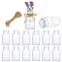 1 x RAW Customer Returns 12 Piece Small Vase Set, 125ml Mini Flower Vases, Glass Vases, Glass Bottles, Mini Vases, Vases for Table Decoration Wedding Decorative Bottles Dried Flower Decoration Including 5m Vintage Jute Cord - RRP €18.64