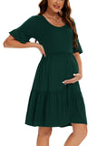 1 x RAW Customer Returns Smallshow Women s Maternity Dress Short Sleeve Summer Pregnancy Maternity Dress Deep Green XXL - RRP €34.99