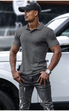 1 x RAW Customer Returns Muscle Cmdr Polo Shirt Men Short Sleeve Cotton T Shirts Men Shirt T-Shirt Slim Fit Golf Sports Dark Grey L - RRP €26.99