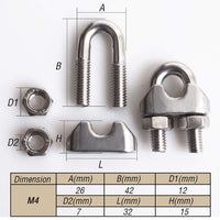 1 x RAW Customer Returns Cozihom 3 8 Inch M10 Wire Rope Cable Clip Clamp, 304 Stainless Steel, U Bolt Saddle Fastener, 6 Packs - RRP €13.1