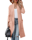 1 x RAW Customer Returns Uusollecy Cardigan Women Long Sleeve Draped Open Front, Long Cardigan with Pockets Pink M - RRP €46.37