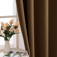 1 x RAW Customer Returns MIULEE Curtains Brown Opaque with Eyelets, Beautiful Soft Blackout Curtains for Darkening Rooms, Set of 2 Curtains Darkening Bedroom Living Room Thermal Curtain Cold Protection 140X245 cm - RRP €43.99