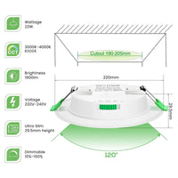 1 x RAW Customer Returns ALUSSO LED recessed spotlight dimmable ultra flat IP44 recessed bathroom spotlight 22W 1900LM, warm white 3000K  4000K cold white 6500K recessed lights, LED ceiling spots for kitchen, bedroom, office, set of 6 - RRP €77.64