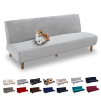 1 x RAW Customer Returns Lydevo Sofa Cover without Armrests 3 Seater Sofa Bed Cover Stretch Armrest Sofa Bed Cover Armless Clic Clac Elastic Couch Cover Futon for Folding Couch without Armrests Velvet  - RRP €37.99