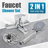 1 x RAW Customer Returns VOLTGY- Shower and Bathtub Faucet with Shower Head, Hose and Adjustable Support. Single-lever shower with Double outlet. - RRP €44.59