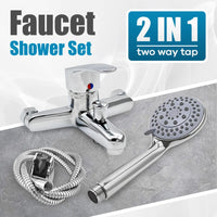 1 x RAW Customer Returns VOLTGY- Shower and bathtub faucet with shower head, hose and adjustable support. Shower mixer with double outlet. - RRP €44.59