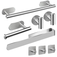 1 x RAW Customer Returns AIKER Bathroom Towel Holder, Accessory Set, 8PCS Adhesive, High Quality Thickened 304 Stainless Steel, For Furniture or Wall Decor - RRP €25.64