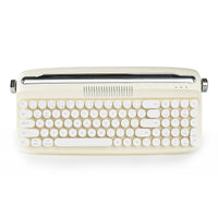 1 x RAW Customer Returns YUNZII Upgraded Wireless Typewriter Vintage Keyboard with Built-in Stand, USB-C Bluetooth Keyboard with Round Keycap, Multi-Device for Win Mac B309, Ivory  - RRP €47.99