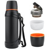 1 x RAW Customer Returns Olerd Thermos Flask 2.5L, Insulated Stainless Steel Drinking Bottle, Insulated Bottle with 2 Drinking Cups, Double Wall Insulated Camping Water Bottle, 24h Hot Cold Black  - RRP €36.68